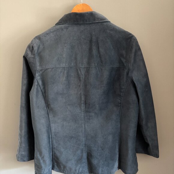 Vintage Hydrangea Blue Suede Jacket - Picture 5 of 10